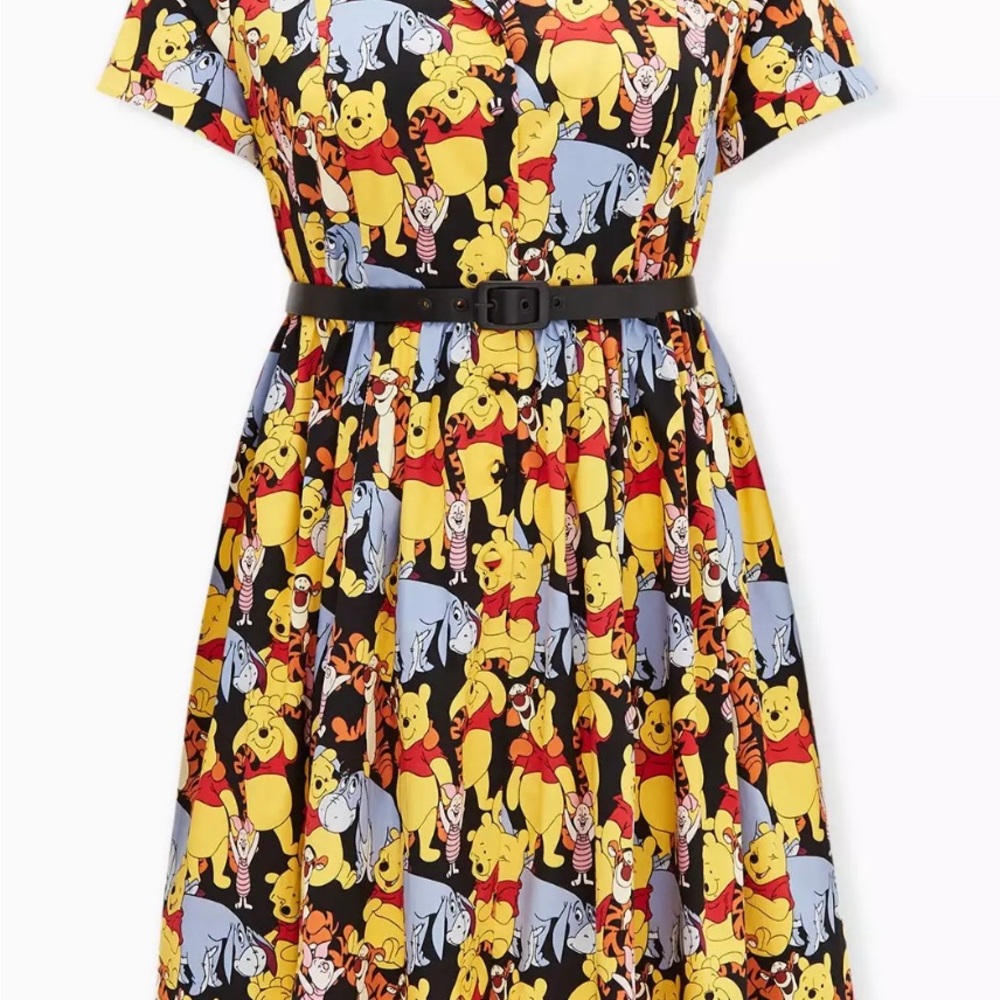 Disney Winnie the Pooh Midi Dress - Black and Yellow net size 28